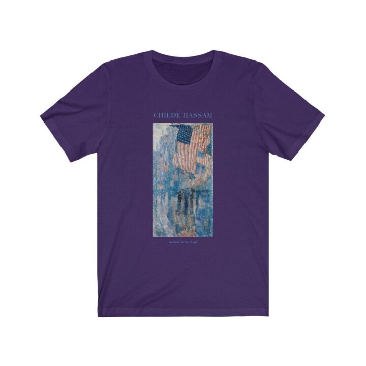 Childe Hassam Avenue Yağmurlu Unisex T-Shirt | Ünlü Sanatçı T-Shirt | Amerikalı Sanatçı | Amerikan Sanatı | Dünyaca Ünlü Sanat | Sanatçı Hediyesi_60f431e3e968b.jpeg
