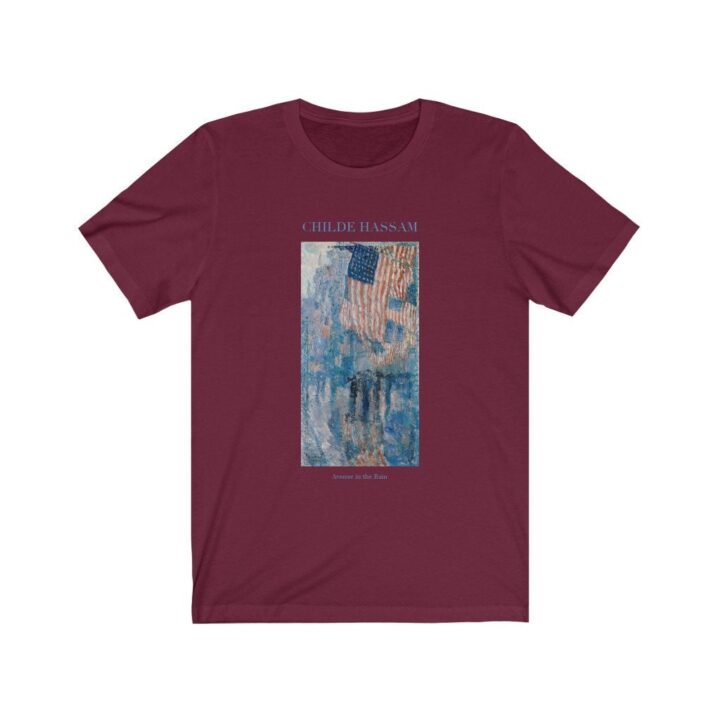 Childe Hassam Avenue Yağmurlu Unisex T-Shirt | Ünlü Sanatçı T-Shirt | Amerikalı Sanatçı | Amerikan Sanatı | Dünyaca Ünlü Sanat | Sanatçı Hediyesi_60f431e7a44c8.jpeg