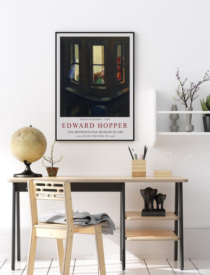 Edward Hopper Sergi Posteri, Gece Pencereleri, Duvar Sanatı Dekoru, Gerçekçilik, Mimari, Manzara, Hediye Fikri, Minimalizm_60f4b8c49ed9f.jpeg