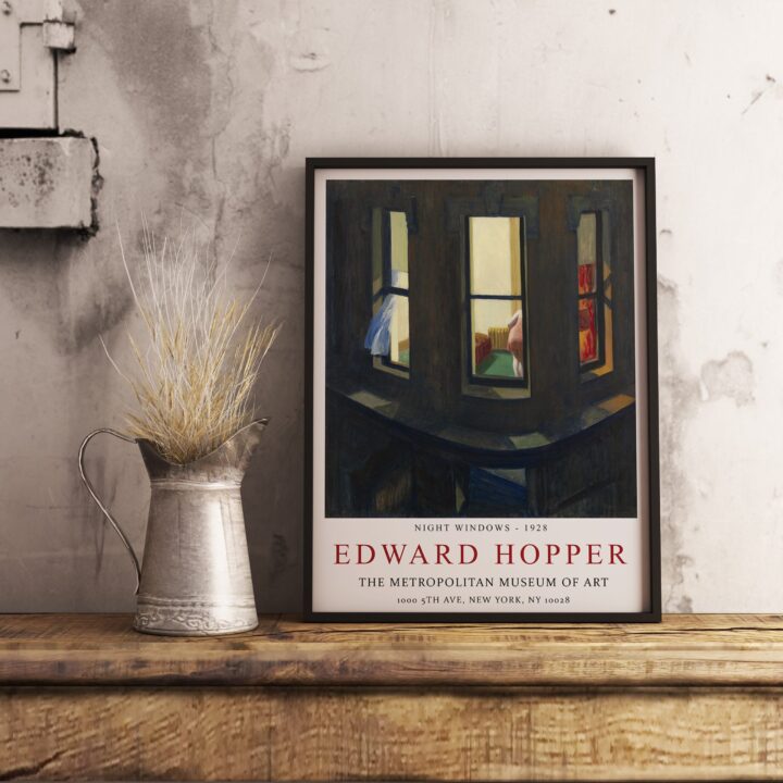 Edward Hopper Sergi Posteri, Gece Pencereleri, Duvar Sanatı Dekoru, Gerçekçilik, Mimari, Manzara, Hediye Fikri, Minimalizm_60f4b8d95d3b9.jpeg