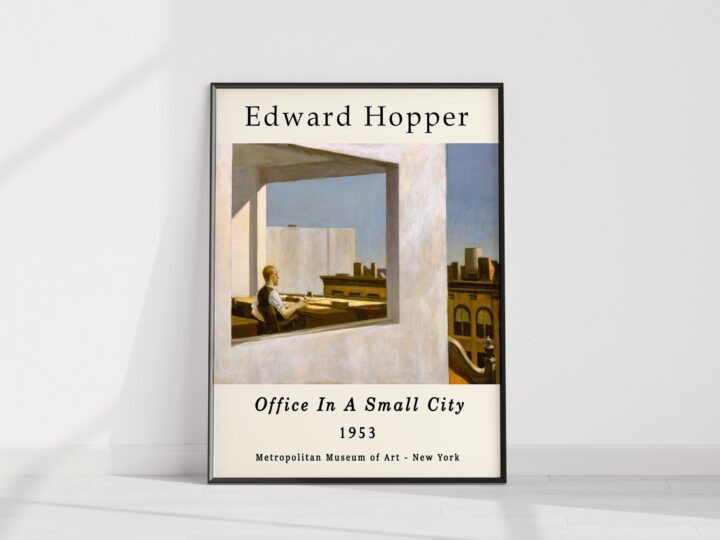 Edward Hopper Sergi Posteri, Küçük Bir Şehirde Ofis, Edward Hopper Baskısı, Duvar Sanatı Dekoru, Gerçekçilik, Manzara, Hediye Fikri, A1/A2/A3/A4_60f4bc1637bd6.jpeg