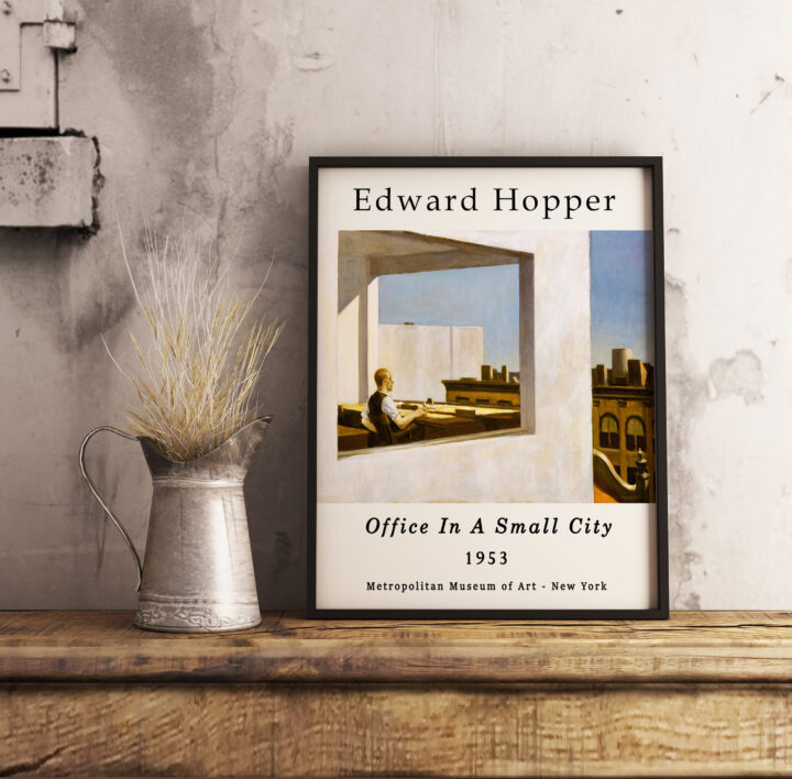 Edward Hopper Sergi Posteri, Küçük Bir Şehirde Ofis, Edward Hopper Baskısı, Duvar Sanatı Dekoru, Gerçekçilik, Manzara, Hediye Fikri, A1/A2/A3/A4_60f4bc41160ef.jpeg