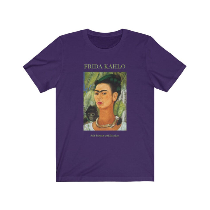 Frida Kahlo Otoportre w. maymun Unisex T-Shirt | Ünlü Sanatçı T-Shirt | Meksikalı Sanatçı | Meksika Sanatı | Dünyaca Ünlü Sanat | Sanatçı Hediyesi_60f437d65dd3a.jpeg
