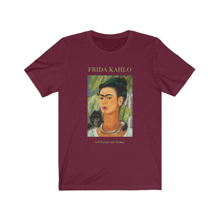 Frida Kahlo Otoportre w. maymun Unisex T-Shirt | Ünlü Sanatçı T-Shirt | Meksikalı Sanatçı | Meksika Sanatı | Dünyaca Ünlü Sanat | Sanatçı Hediyesi_60f437da275ce.jpeg