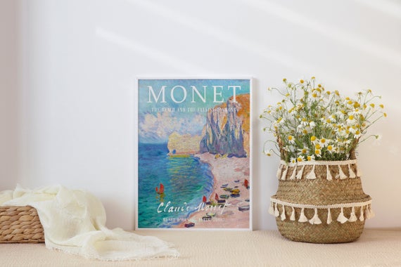 Monet Sergi Posteri, Sahil ve Falaise d'Amont, Galeri Kalitesinde Sanat, Çiçekli Duvar Baskısı_60f4b251d2ded.jpeg