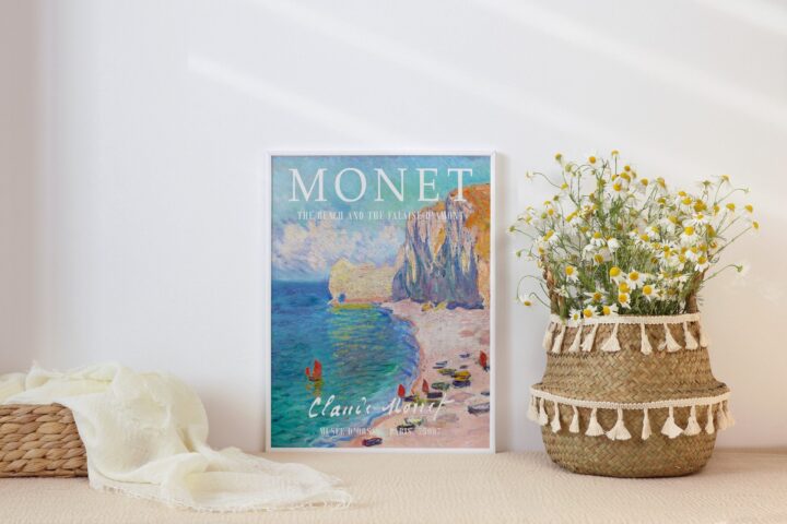 Monet Sergi Posteri, Sahil ve Falaise d'Amont, Galeri Kalitesinde Sanat, Çiçekli Duvar Baskısı_60f4b2594151d.jpeg