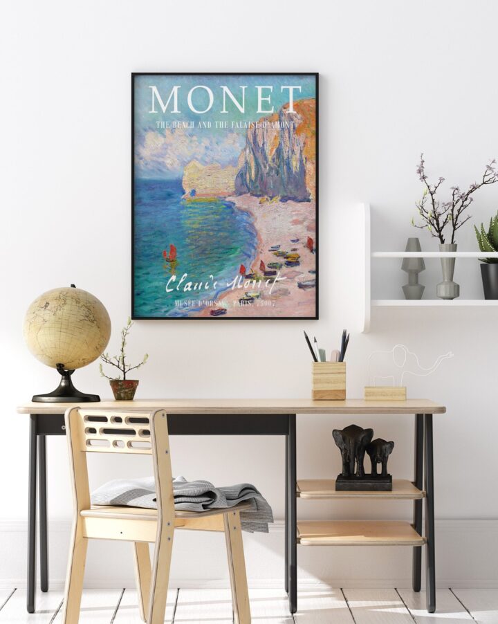 Monet Sergi Posteri, Sahil ve Falaise d'Amont, Galeri Kalitesinde Sanat, Çiçekli Duvar Baskısı_60f4b28501c44.jpeg