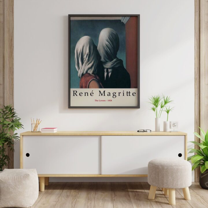 Rene Magritte Sanat Posteri, Galeri Kalitesinde Baskı, Aşıklar, Sürrealist Duvar Sanatı Dekoru, Magritte Sergi Baskısı_60f4bad3c72ef.jpeg