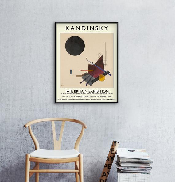 Wassily Kandinsky Sergi Posteri, Siyah İlişki, Galeri Kalitesinde Baskı, Soyut Duvar Sanatı Dekoru, Bauhaus Posteri_60f4bd0e7257e.jpeg